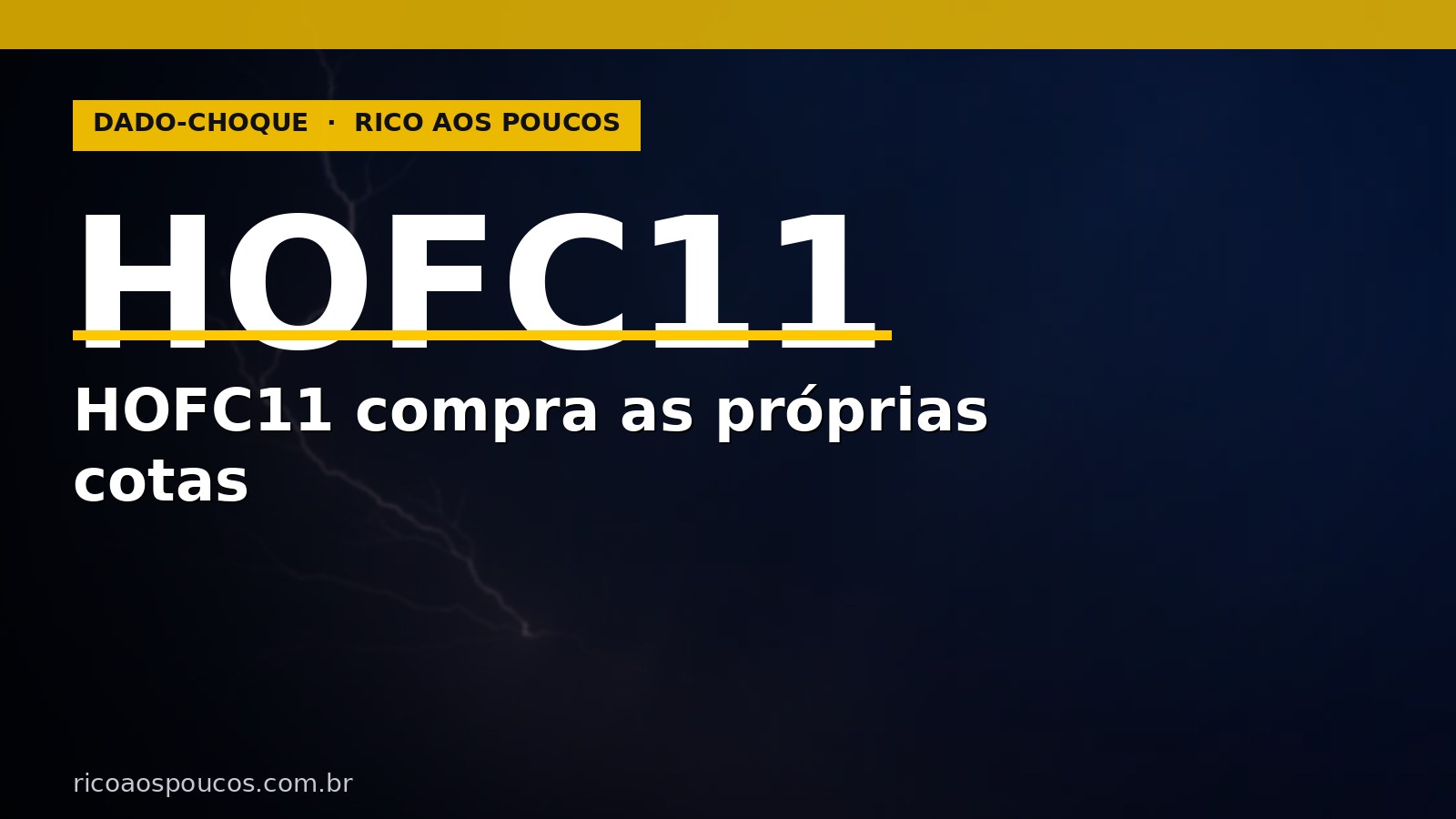 HOFC11 — Programa de Recompra de 10% das cotas anunciado pela Hedge Investments